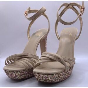 Shiny/Sparkly Ankle Strap 4" Heel Open Toe Sandal/Shoes by Mix 6.M6-BRYLEE